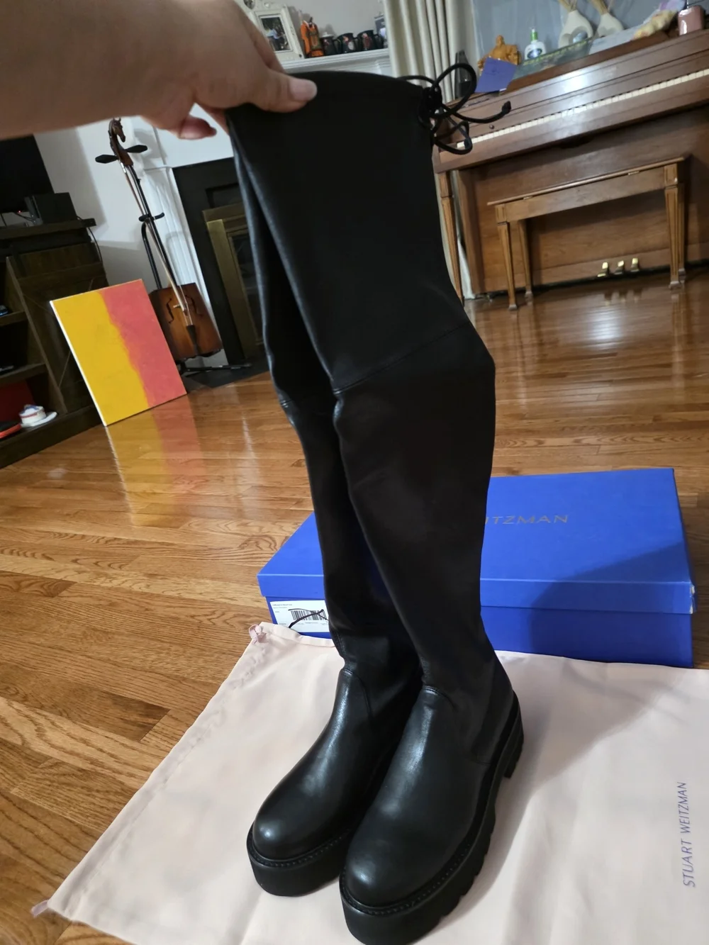 Stuart Weitzman Black Over-the-Knee Leather Boots